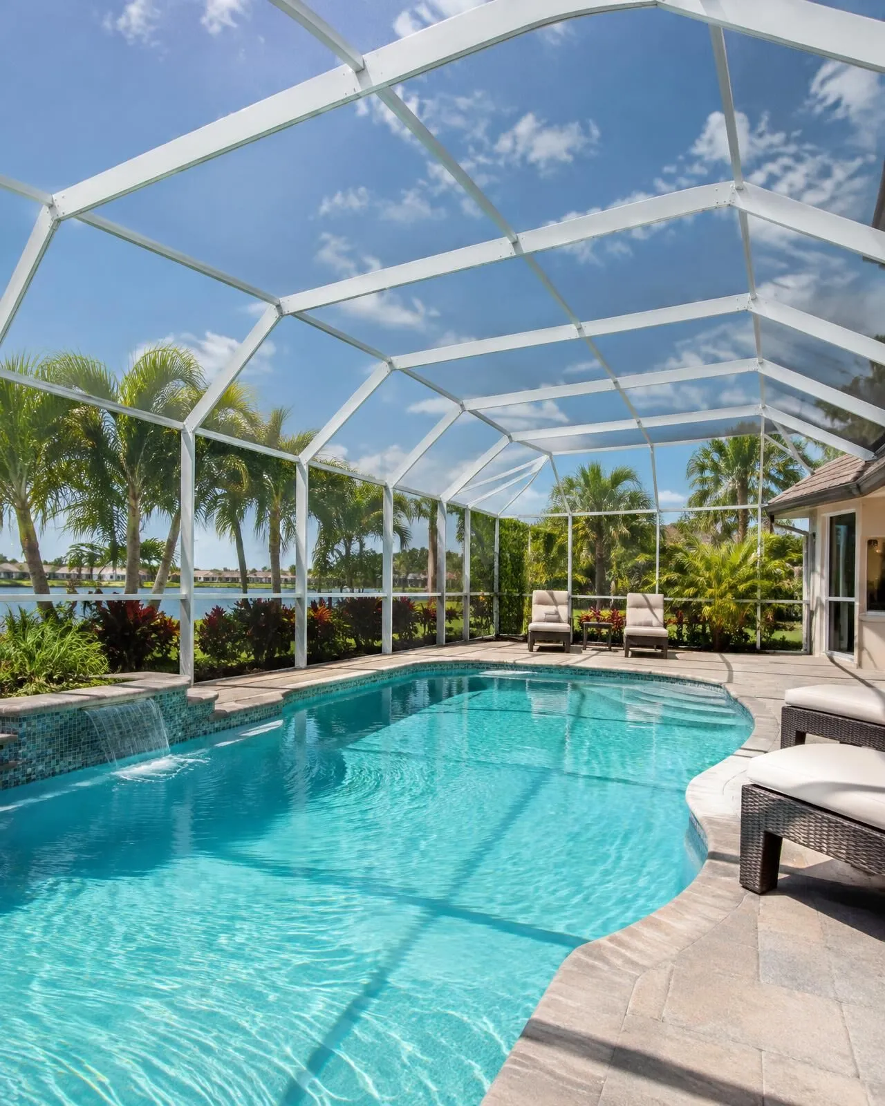 Screened swimming pool cage enclosure at a Venice, FL home